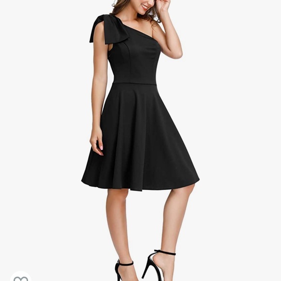 Bow one shoulder dress A-line with pockets NWT - Picture 7 of 7